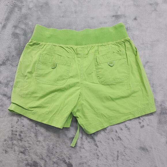 Roz&Ali Shorts Womens 12 Green Casual Shorts Drawstring Roll Tab Hem Pockets - Picture 2 of 10
